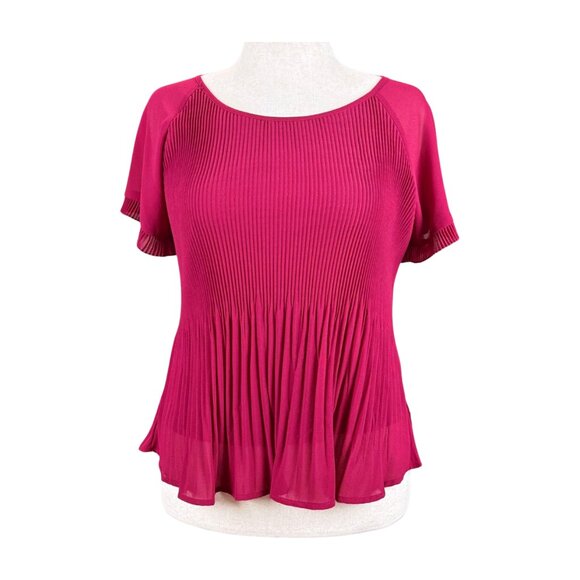 NY COLLECTION CRANBERRY CHIFFON BLOUSE, SIZE L PETITE - Picture 1 of 4